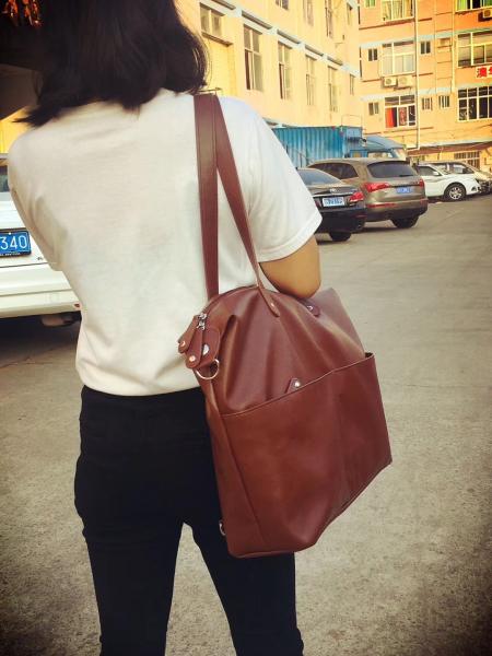Neutral PU Leather Baby Changing Bag , Messenger Diaper Bag 18W X 13H  X 4.5D Inch