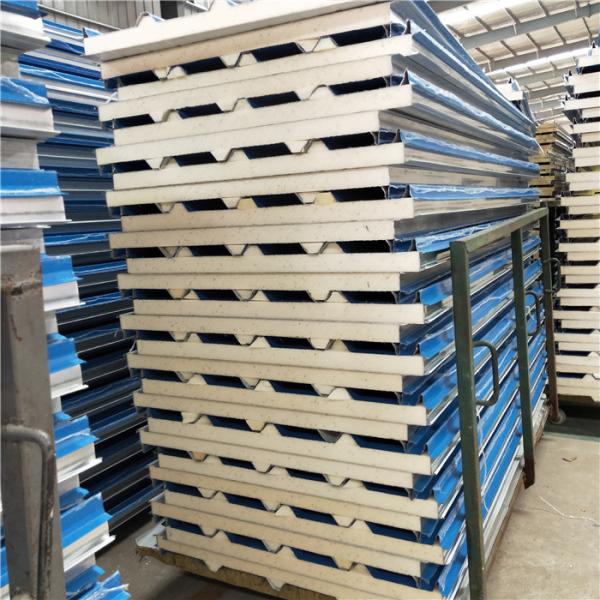 50mm polyurethane foam core material blue corrugated PU sandwich panel for clean room