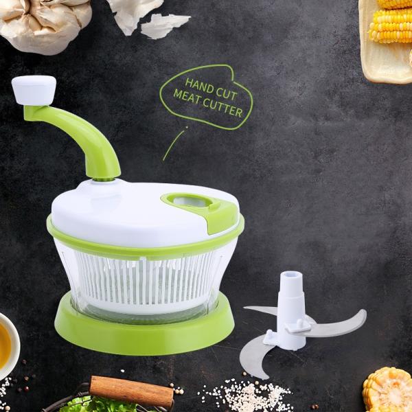 Food Hand-Powered Vegetable Slicer Chopper Meat Grinder Mixing Salad Spinner with Lid