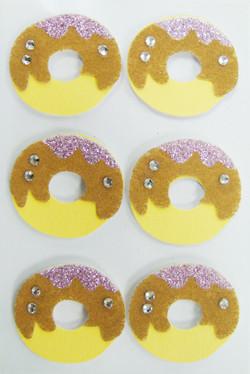Doughnut Round Fuzzy Animal Stickers , Non Woven Custom Glitter Stickers