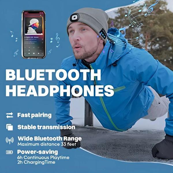 Sports Bluetooth Headphones Hat Hands Free With Music Phone Talks Flahslight