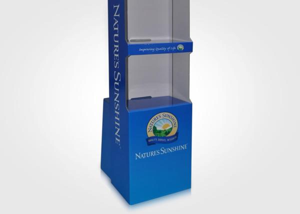 Supermarket Promotion Cardboard Display Shelves Matte Film Lamination With Video