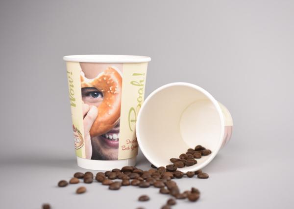 Branding Double Walled Disposable Coffee Cups For Bakeries , Heat Insulation