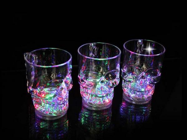 LED Flashing Rainbow Color Skull Cup 14oz