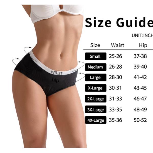 Plus Size Organic Cotton Period Panties Absorbent Leak Free Breathable