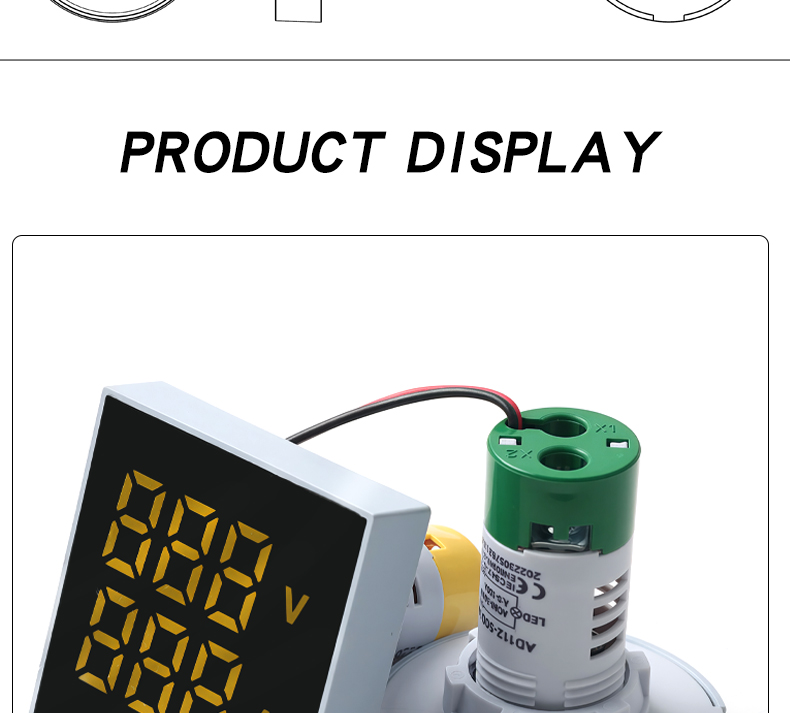 Dual Display LED Voltmeter and Ammeter Panel Meters with Small Digital Indicators AD112-50 Type