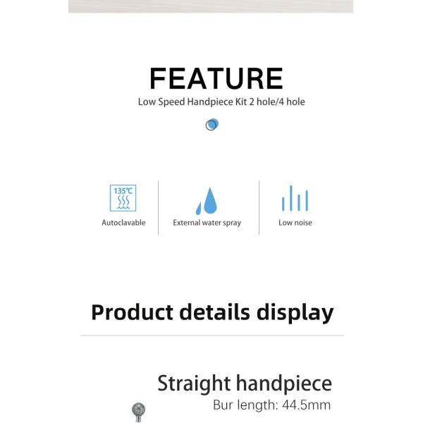 Straight Nose Dental Handpiece Unit 0.3-0.35Mpa With Air Motor