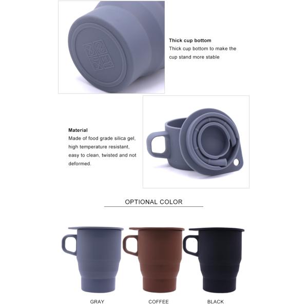 BPA Free 350ml Portable Silicone Collapsible Mug For Travel