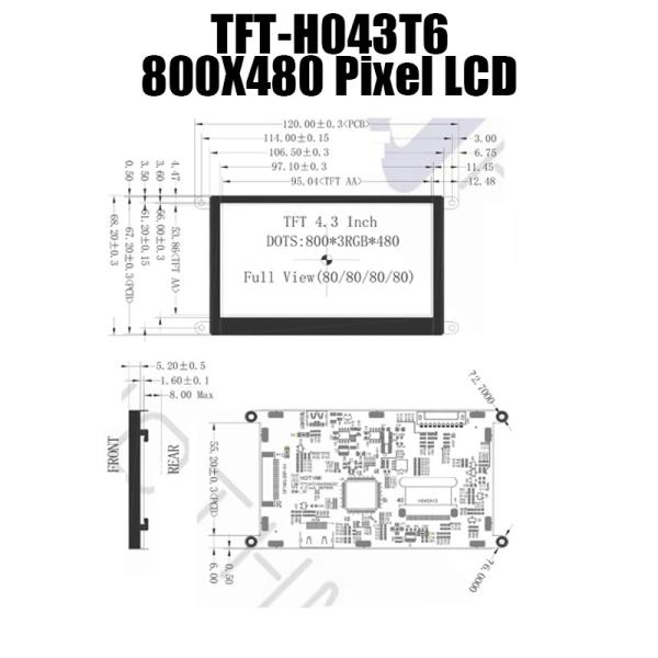 4.3 800x480 HI Pantalla LCD para instrumentos TFT-043T6SVHDVN20Z