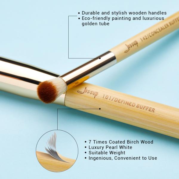 Jessup 10 Piece Makeup Brush Set Eco Friendly Bamboo Handle