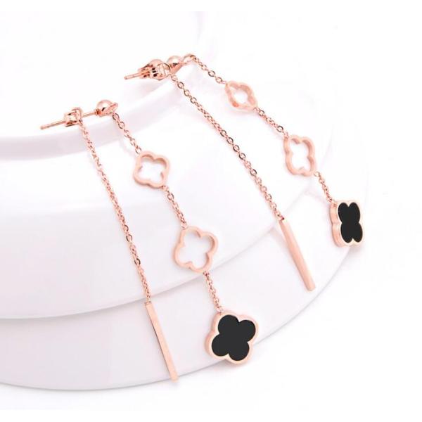 18K Gold Plated Stainless Steel Four Leaf Clover Earrings for Eomen Jewelry 4 Leaf Clover Drop Shell Fashion Jewelry