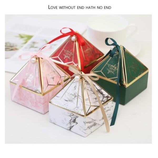 Caja de regalo de empaquetado de la pirámide del papel del recuerdo los 8*7cm el 10*8.5cm