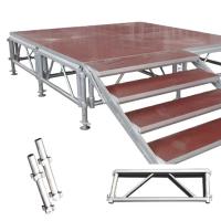 Plataforma de escenario portátil ajustable Sistema modular Acabado rojo Cuadrado Escenario de aleación de aluminio