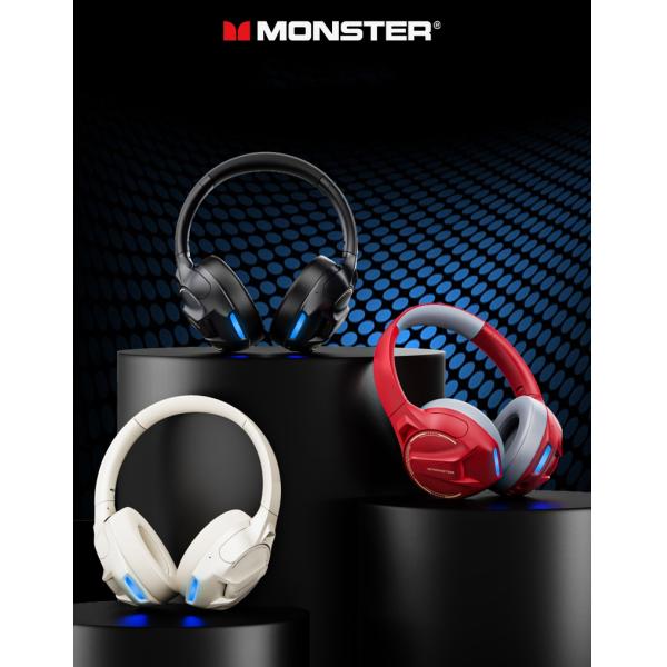 Monster XKH03 Over Ear Headphones White Foldable Gaming Wireless Earphones