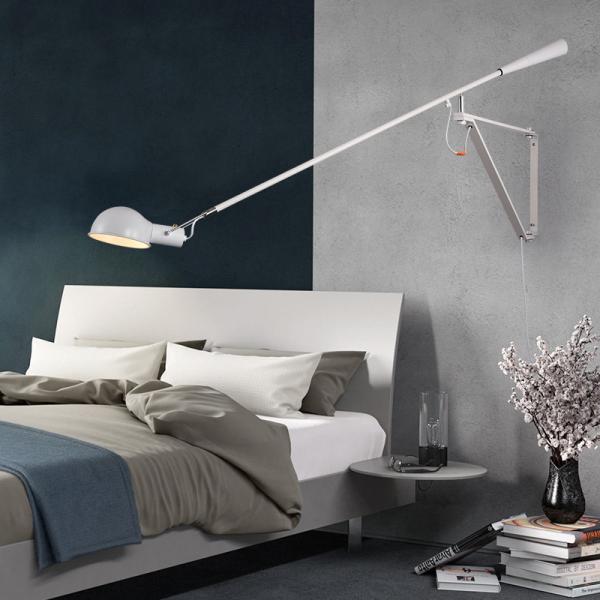 Art Decor LED Wall Mounted Bedside Light White Black Adjustable Long Arm Plug in Wall lamp (WH-OR-04)