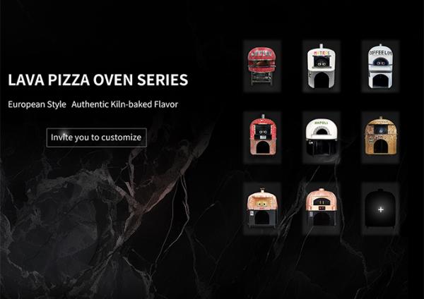 Horno de pizza redondo a leña con roca volcánica
