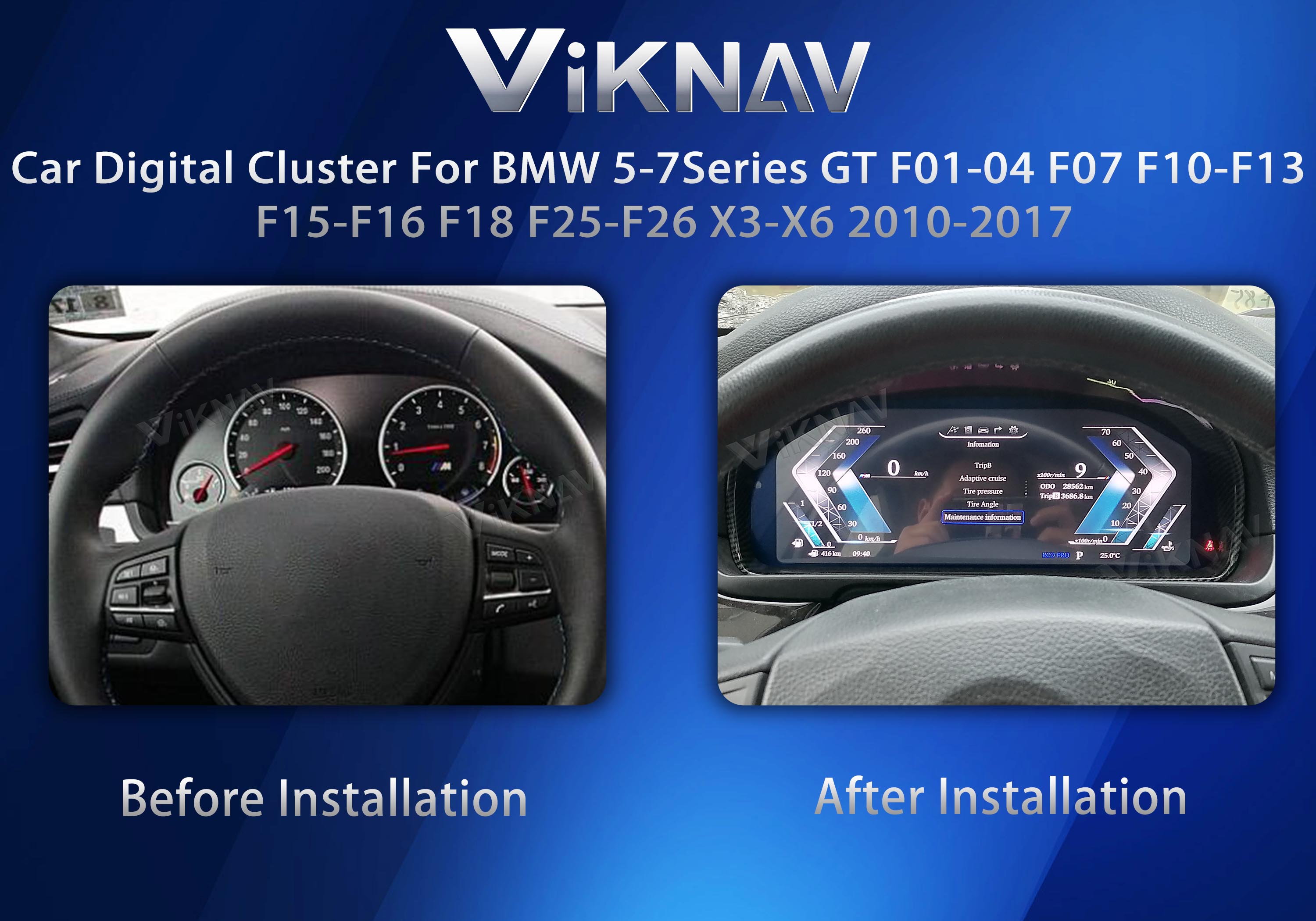 VIKNAV Автомобильный цифровой приборный кластер для BMW 5-7Series GT F01-F04F10-F13 X3-X6 2010-2017