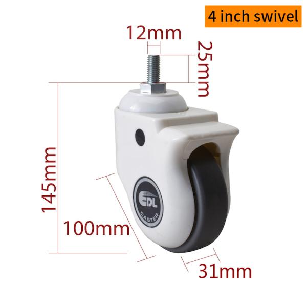 4 Inch TPE Medical Caster Wheels 110kg Load Capacity