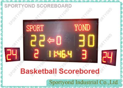 Electronic scoreboard and shot timer displays Home and Guest scores to 199 and to team name