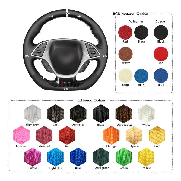 Hand Stitching Leather Suede Steering Wheel Cover for Chevrolet Corvette C7 2015 2016 2017 2018 2019 2020