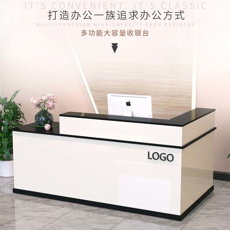 Office Furniture Modern Design White Reception Desk Counter for Convenience Store