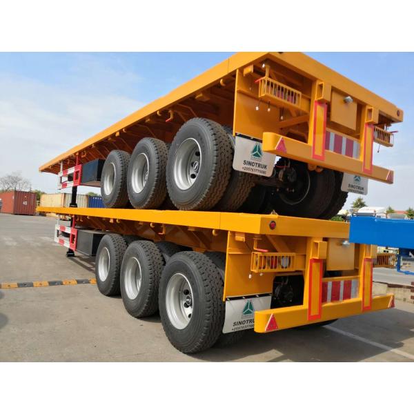 Sinotruk howo 40ft gooseneck flatbed Semi trailers Used 3 Axles Heavy duty Flat Bed self loading container trailer