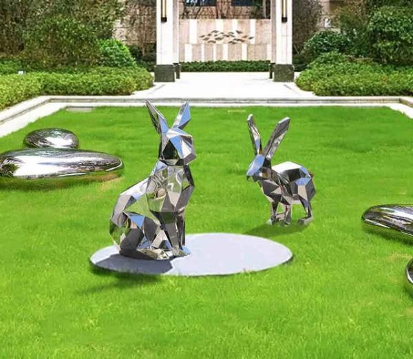 Stainless Steel Bunny Sculpture Rabbit Statue Metal Animal Manufacturer