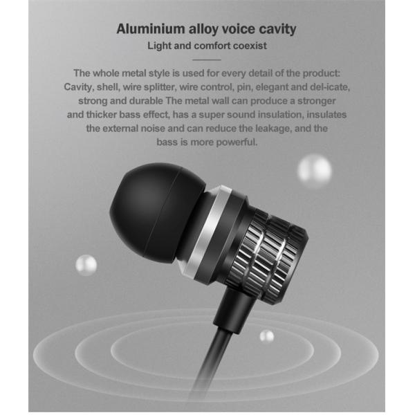 Volume Control 20KHz Magnetic Metal Wired Earphones HiFi Stereo Sound
