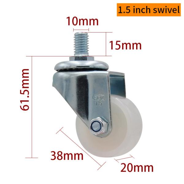 Roda giratoria pequeña de 1,5 pulgadas 40 kg ruedas giratorias roscadas TPA 2615S-23