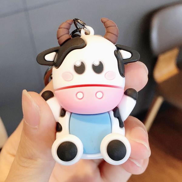 Персонализированные 3D Силиконовые коровьи животные ключи Pendant Keychain для сумочки и рюкзака