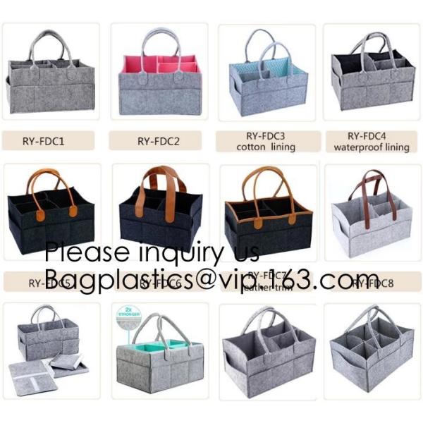 Customized Size Wholesale Felt Baby Diaper Bag,Multi-colored felt baby diaper caddy organizer with PU handle Multiple La