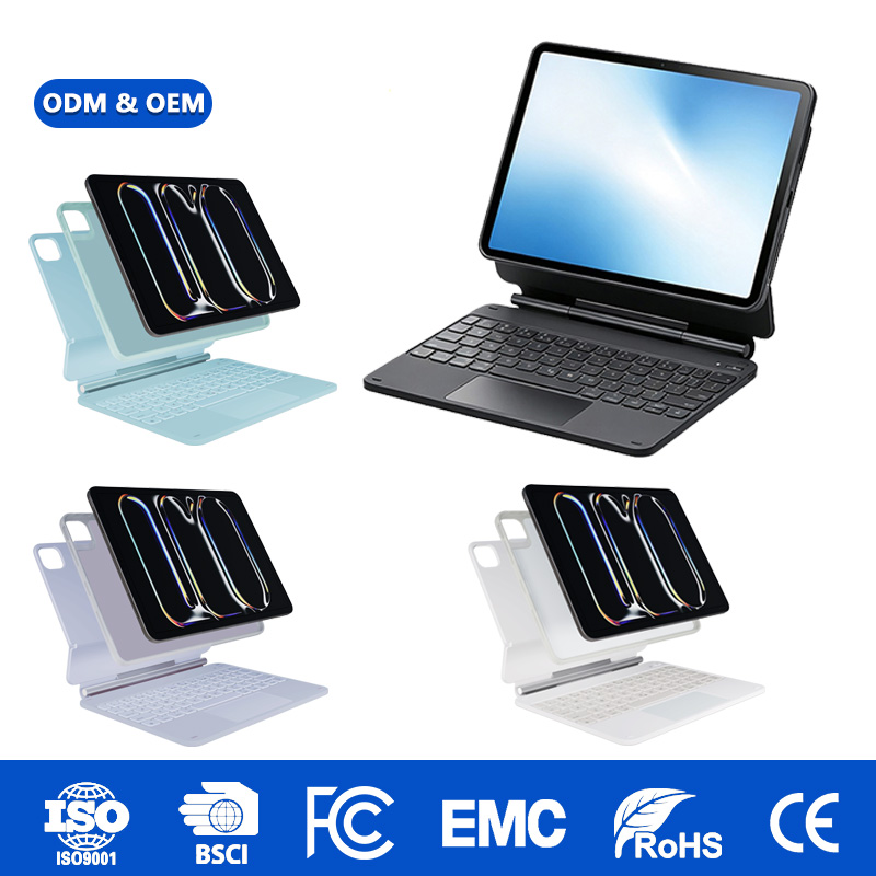 Laudtec Premium Custom 64-Key Magnetic Keyboard Touchpad With RGB Backlit and Pen Slot Split Shell for iPad Air 11