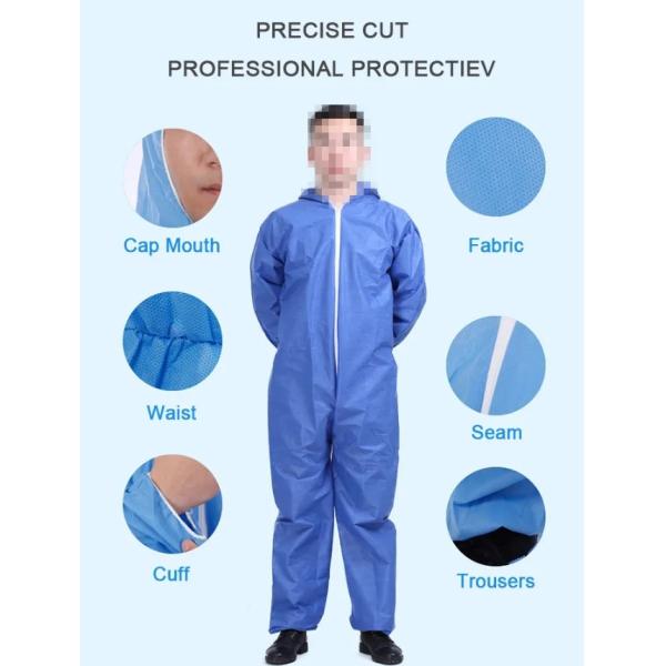 Костюм Coverall одежды SMS Coverall голубой безопасности S-2XL устранимый защитный медицинский