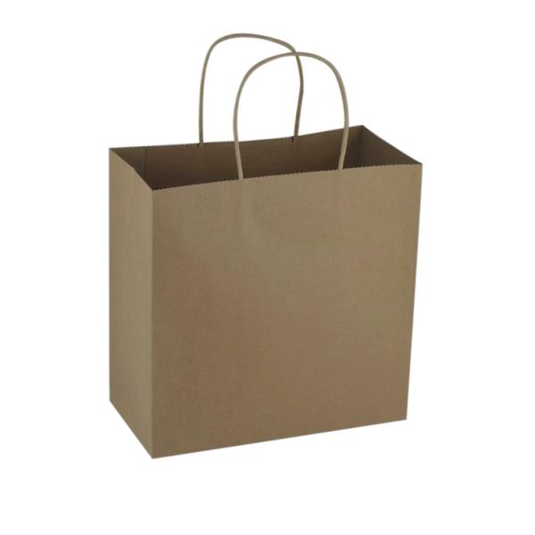 Sac de shopping en papier kraft avec poignée torsadée Logo personnalisé Emballage alimentaire Recyclé Marron
