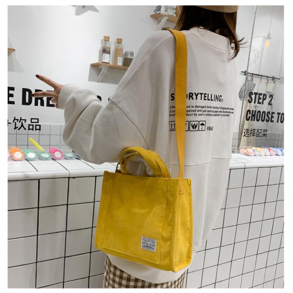 Fashion Crossbody Corduroy Tote Bag With Adjustable Strap with Customized Logo