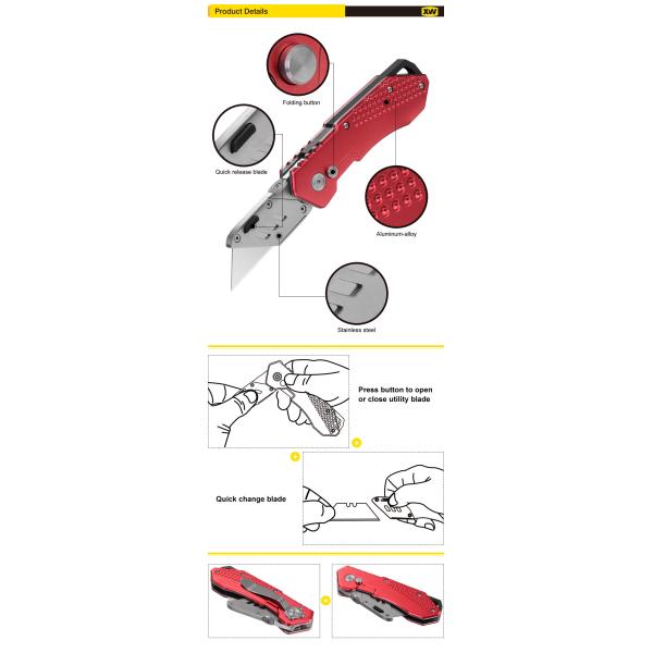 Aluminum Heavy Duty Premium Utility Knife Folding 171.5*33*22.5mm SX336