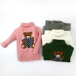 Customized Knitted Jacquard Cable Pattern Children Little Kids Winter Clothing Girls Sweaters