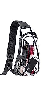 Clear Sling Bag, Stadium Approved Clear Bag, Transparent Chest Daypack for Hiking, Stadium or Concerts