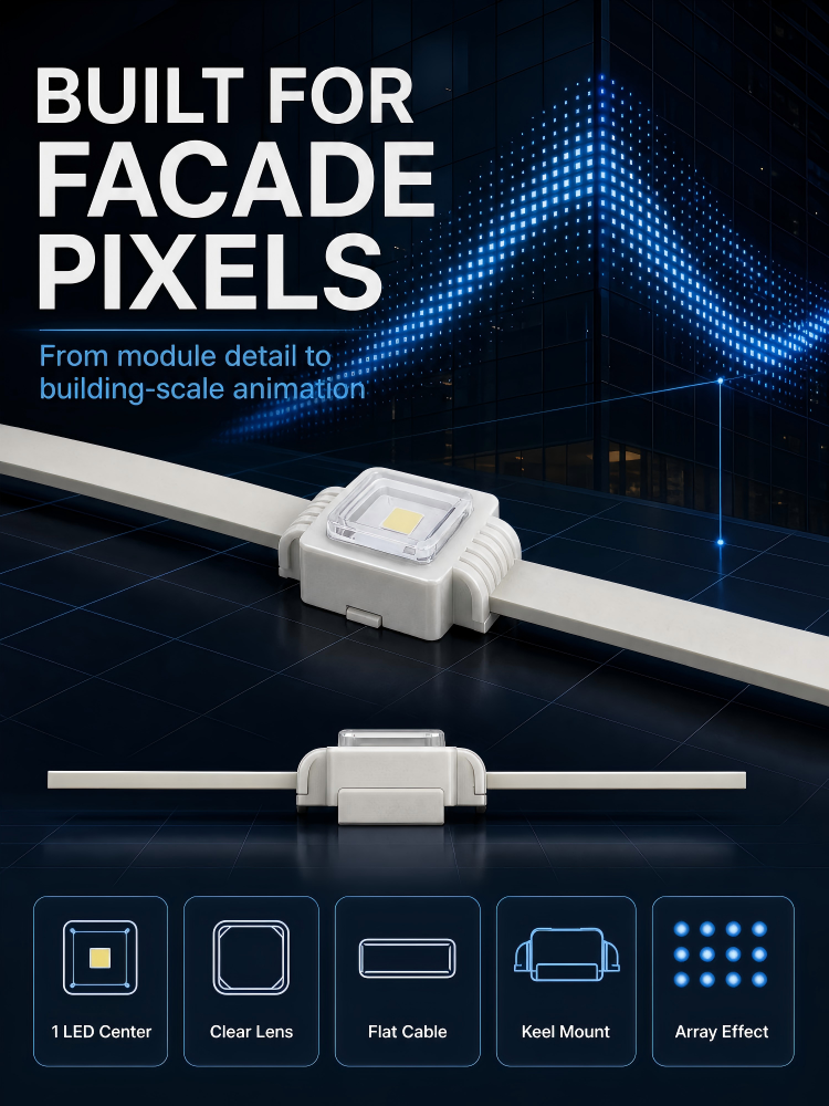 Ultra Thin 13mm Square LED Pixel Lights 0.3W DC5V Aluminum Channel For Ceiling Edge Decoration