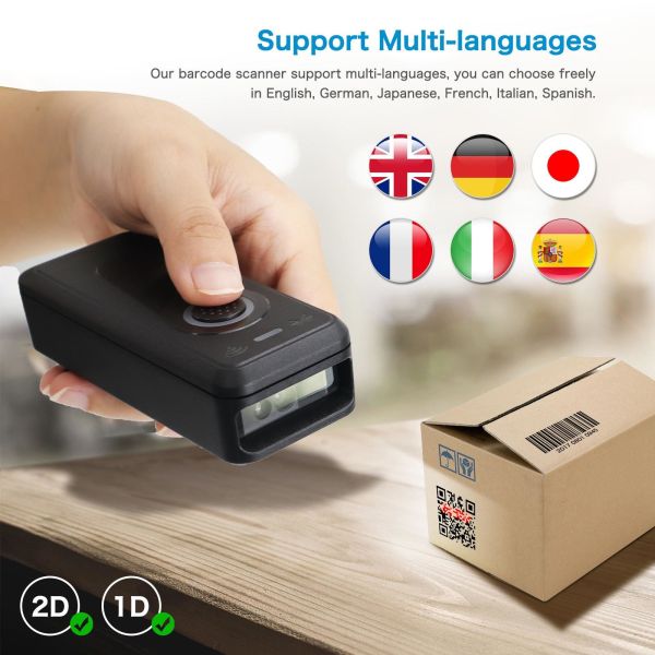 Wireless BT Barcode Scanner Handheld Mini Scanner Reader for Inventory Verify & POS System