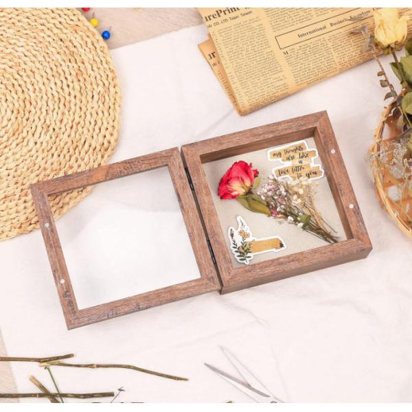 Best Selling Rustic Brown 5x5 Home Wall Mount Wood Decorative Memory Display Case Pictures Shadow Box