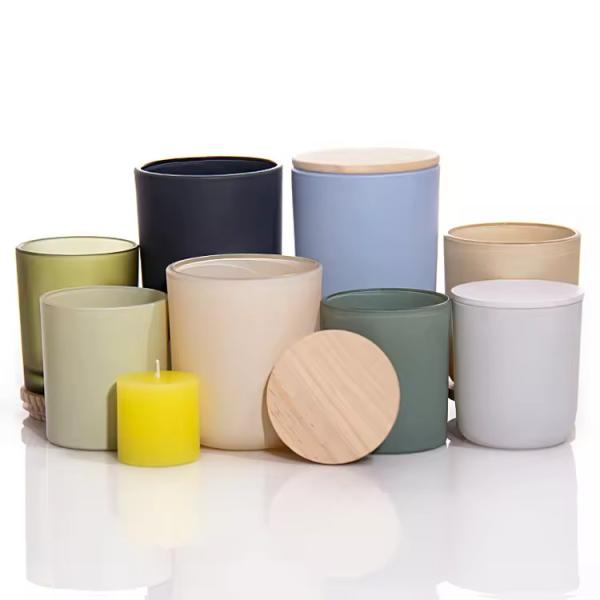 Customized  For Transparent  Iridescent  Glass Candle Jars With Lid