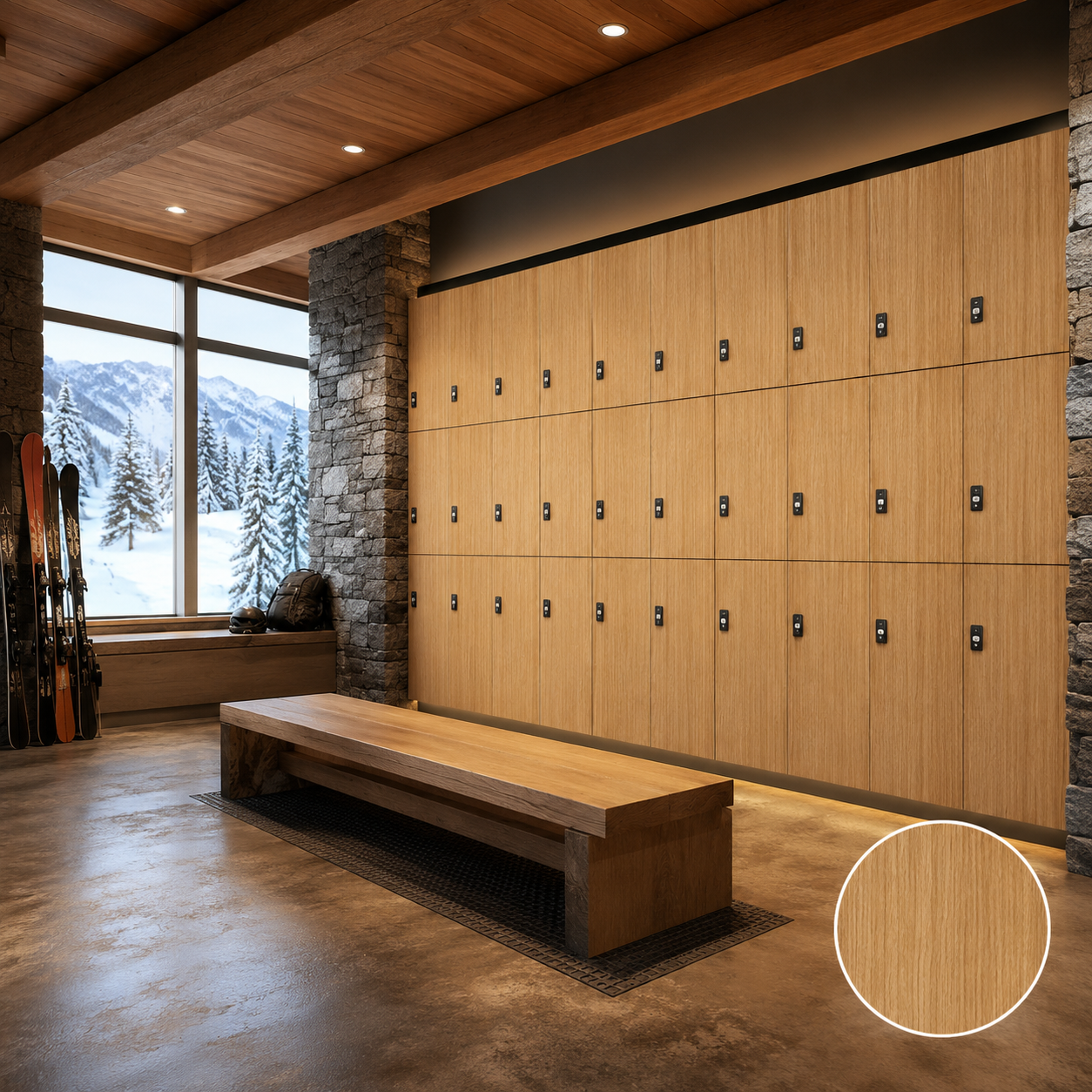 Waterproof Compact Laminate Ski Resort Lockers, HPL Phenolic Resin Changing Room Storage Cabinets with Keypad Lock