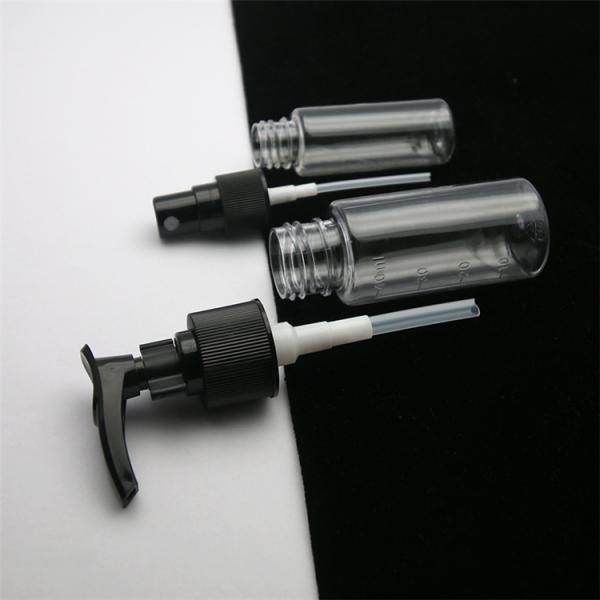 Cosmetic 7pcs Clear Travel Bottle Set Black Cap With Plastic Travel Bag