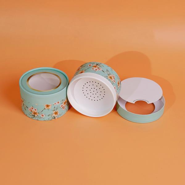 Open Window Cosmetic Puff Loose Powder Paper Tube Box for Beauty Packaging Skin Care Makeup Shaker Lid Paper Tube