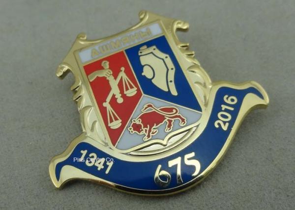 Smooth Back Custom Cloisonne Hard Enamel Pin Copper Die Struck For Sports