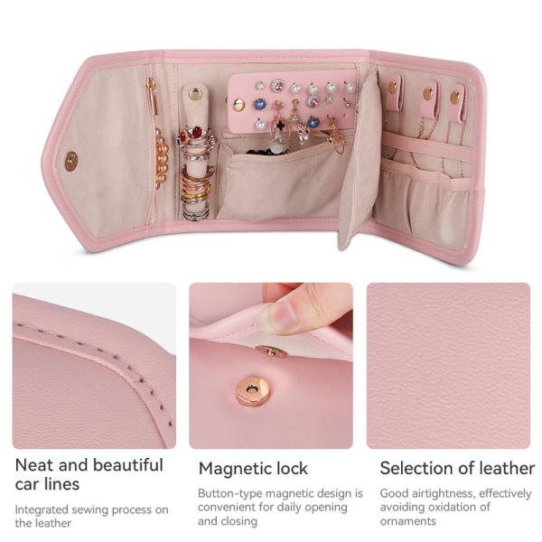 Foldable Jewelry Storage Bag Case Mini Travel Organizer Jewellery Roll Bag 14.5x3x15cm