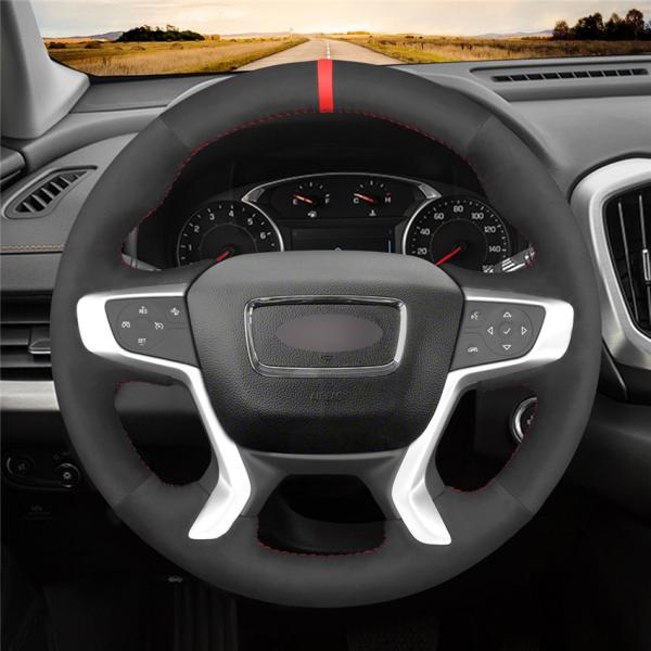 Hand Sewing Soft Suede Steering Wheel Cover for GMC Acadia 2017-2022 Canyon 2015 2016-2021 Terrain 2018 2019 2020-2022