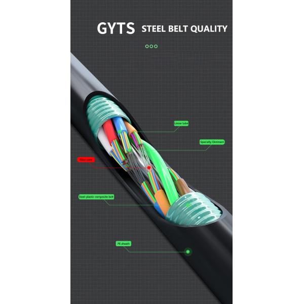 G655 GYTS Optical Fiber Armored Cable With PE Jacket Outdoor Armored Cable