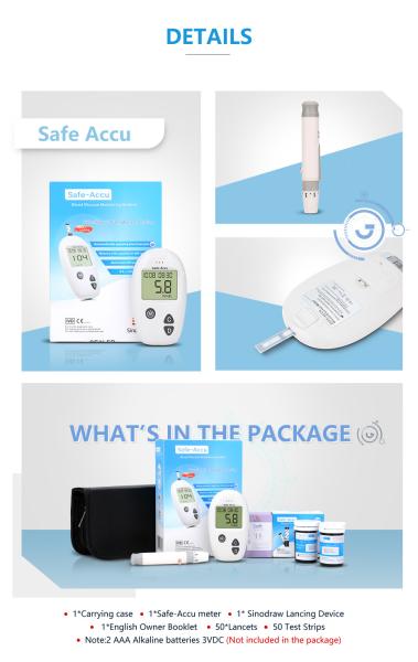 SINOCARE sannuo Safe-Accu Blood Glucose Health test Meter Kit Englishmanual+100/50 test strips+Lancets Medical Glu